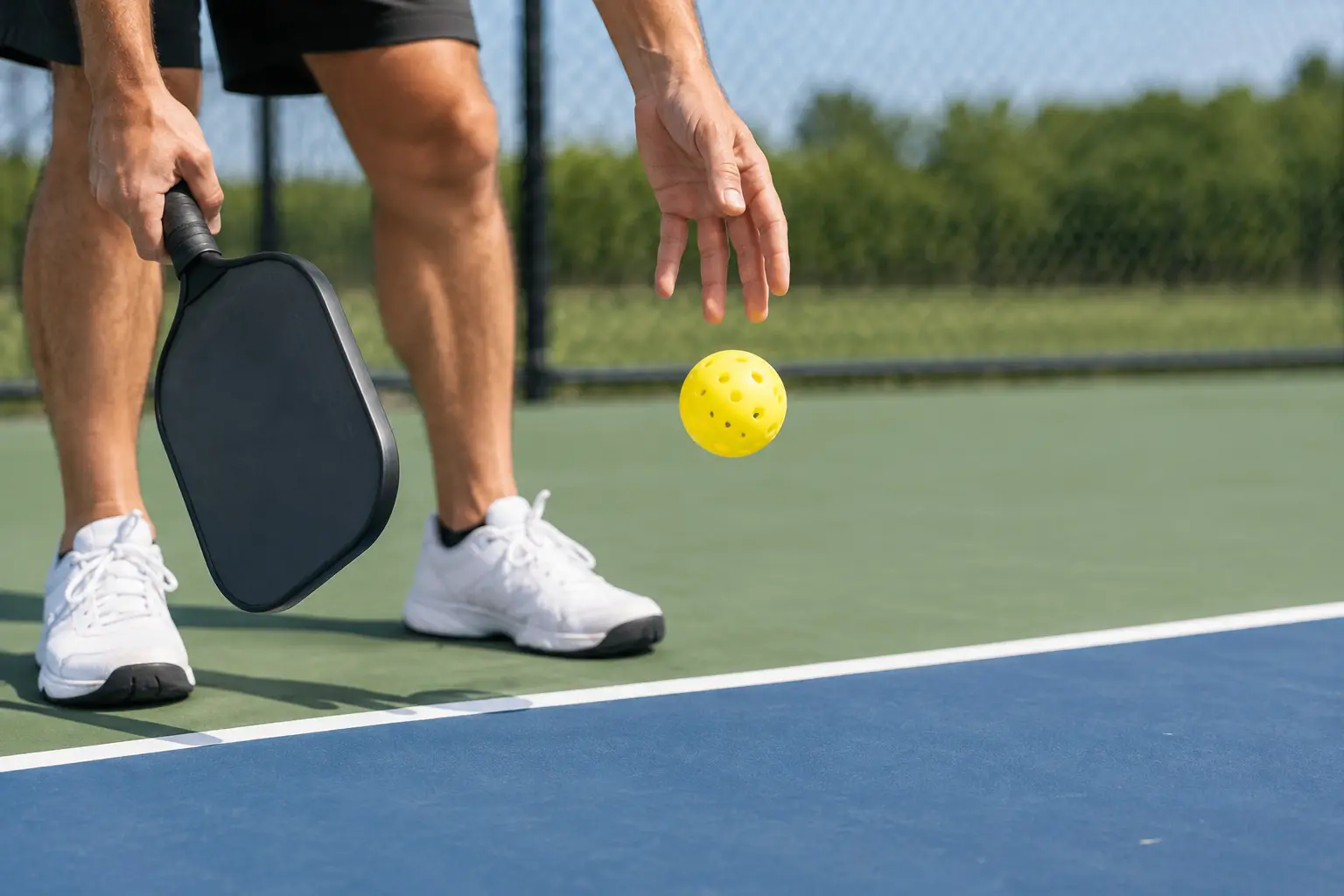 Legal pickleball drop serve with an unassisted release