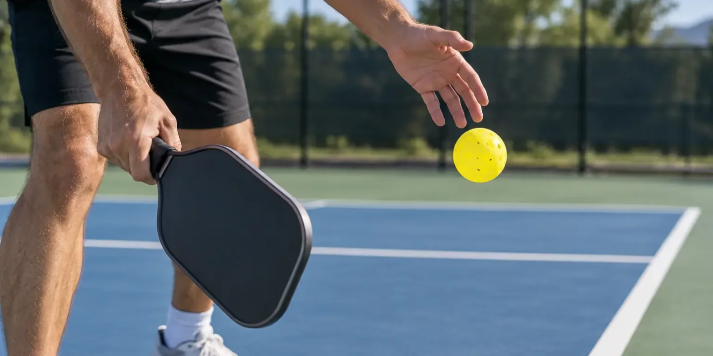 Legal pickleball serve with a plain visible ball release