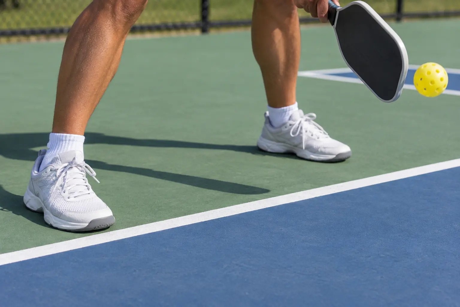 Pickleball footwork outside the kitchen line
